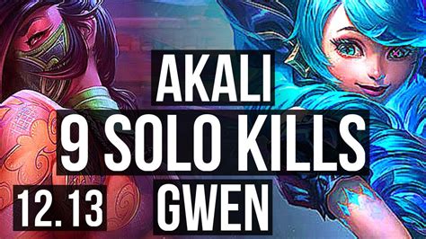 Akali Vs Gwen Top 9 Solo Kills 600 Games 1 2m Mastery Kr