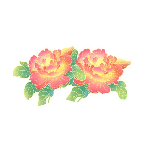 Chinese Style Ancient Style National Tide Style Depicting Golden Flowers Peony Chinese Style