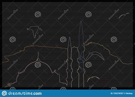 Minaret Des Mosqu Es De Tabouret En Vue Illustration Stock