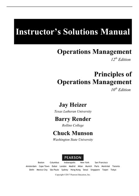 Solution Manual For Operations Management Sustainability And Supply