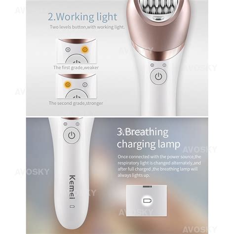 AVOSKY KEMEI Epilator Man Women Lady Body Hair Electric Remover Removal