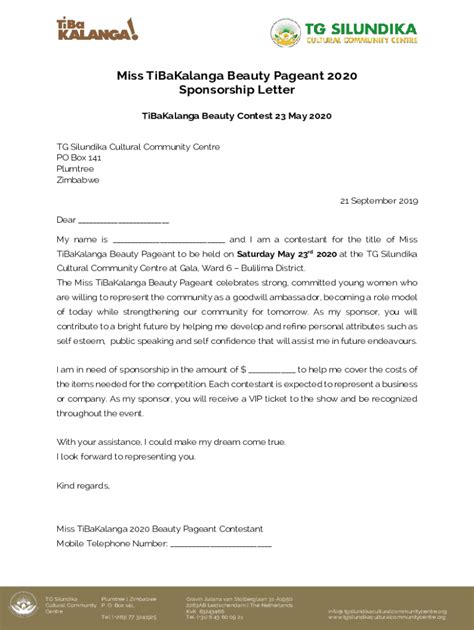 Beauty Pageant Sponsorship Proposal Pdf Fill Online Printable