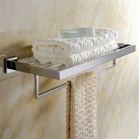 Luxury Stainless Steel Bath Towel Rack Double Layer Wall Mounted