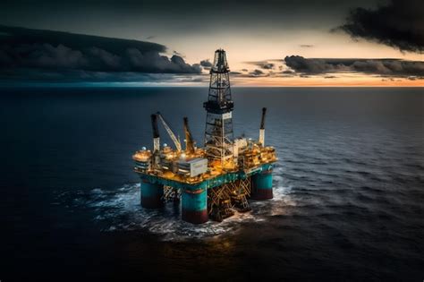 Premium AI Image | Aerial view offshore drilling rig jack up at the offshore location during ...