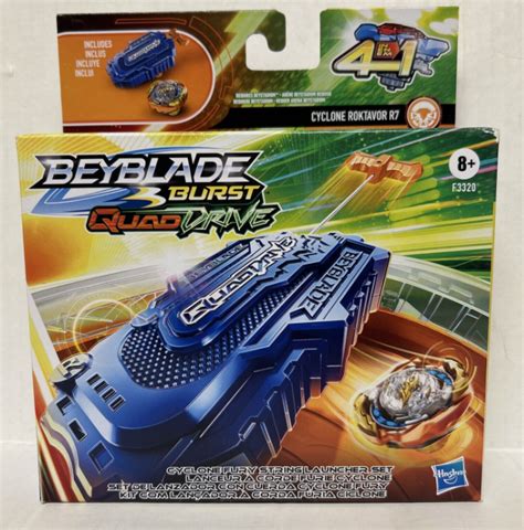 New Hasbro Beyblade Burst Quad Drive Cyclone Roktavor R7 4 In 1 String