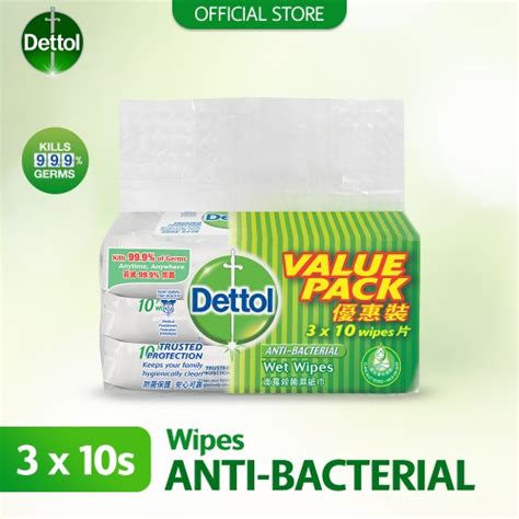 Dettol Anti Bacterial Wet Wipes 10s X 3 Value Pack