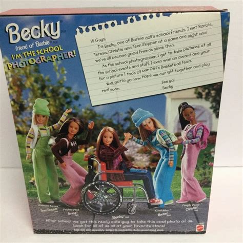 1998 Mattel Barbie Im The School Photographer Becky Doll Wheelchair