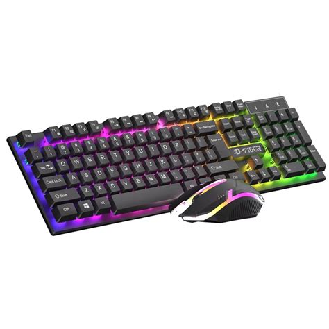 Kit Teclado Semi Mecânico Gamer led rgb Mouse iluminação RGB 3200dpi