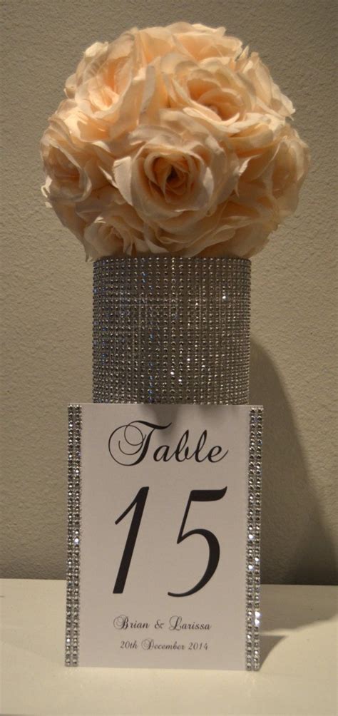 Set Of 5 Rhinestone Table Numbers Personalized With Bride Groom S Names