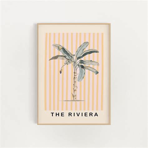 Striped Palm Tree Wall Art Print Palm Tree Poster Pink and Yellow Wall ...