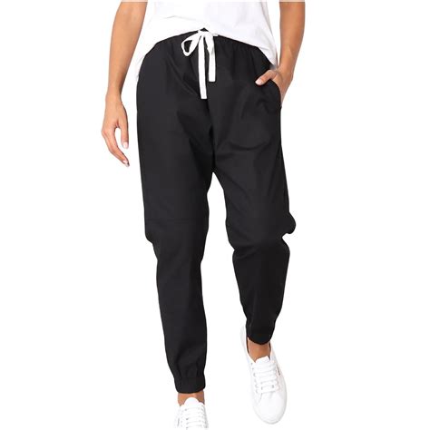 Htnbo Womens Cargo Sweatpants Casual Drawstring Elastic Waist Cropped