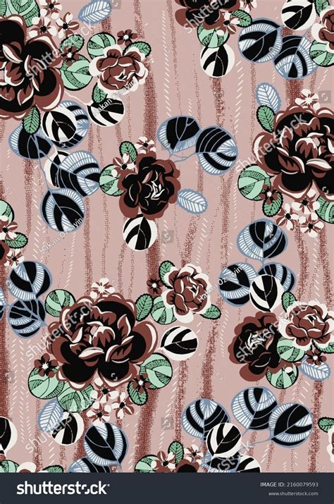 Floral Colorful Fabric Patterns Combined With Motifs And Textural Movements African Pattern