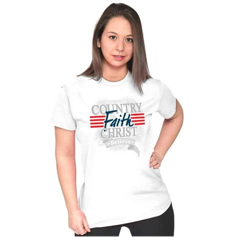 Country Faith Patriotic Usa Christian Womens T Shirt Ladies Tee Brisco