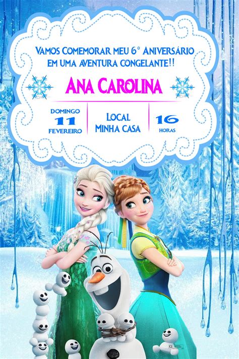 Edita Imagem Convite De Anivers Rio Convites Frozen