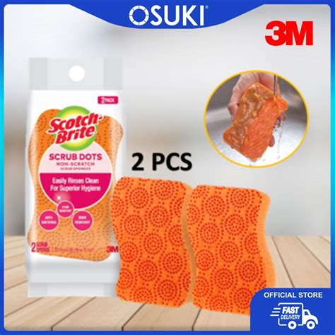 3M Scotch Brite Scrub Dots Non Scratch Scrub Sponge 2 Pcs Pack