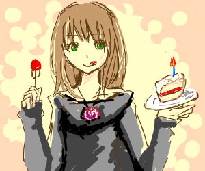 anime girl eats cake - Drawception