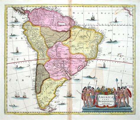 Antique Map South America Janssonius Schenk Valk 1690 Americae Pars