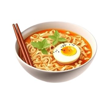 Japanese Ramen Noodle Illustration 3d Bowl Soup Food PNG Transparent