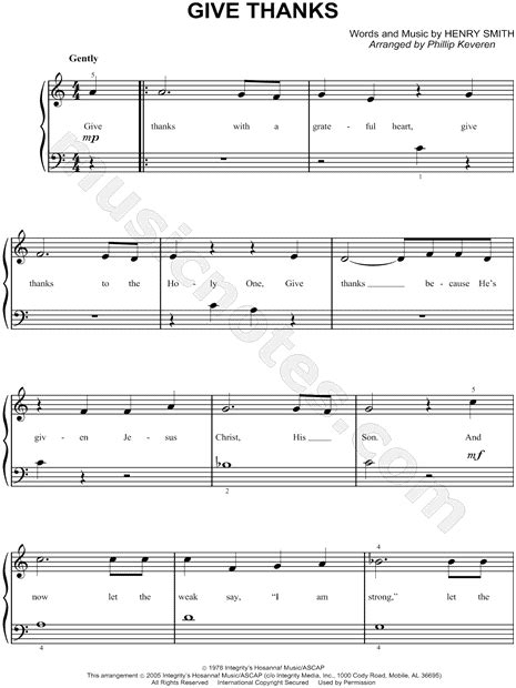 Don Moen Give Thanks Sheet Music Easy Piano In C Major Download