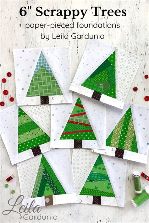 Pdf 6 Scrappy Christmas Trees Foundation Paper Pieced Holiday Quilt