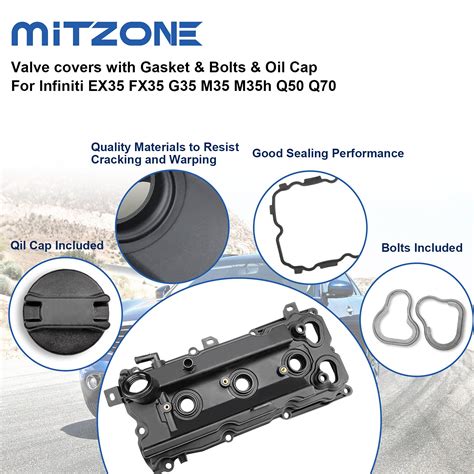 Mitzone Engine Valve Covers With Gaskte And Bolts Compatible With