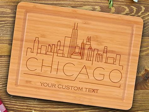 Amazon Chicago Skyline Cutting Board Custom Housewarming Gift