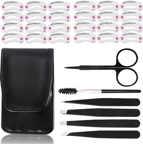 Kalolary Pcs Ciseaux Sourcils Set De Pincettes Kit De Pochoirs