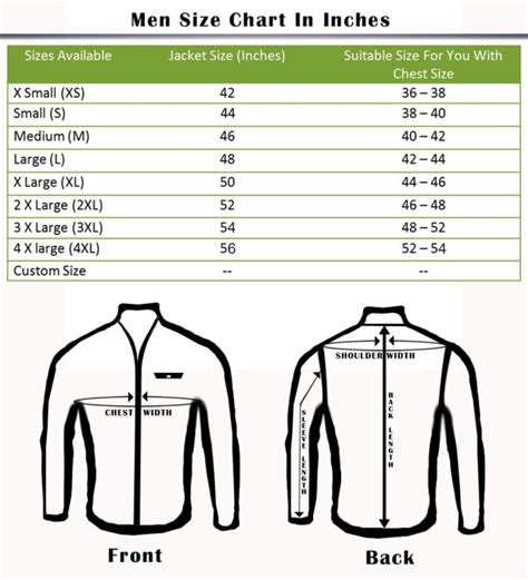 Mens Leather Jacket Size Chart | Portal.posgradount.edu.pe