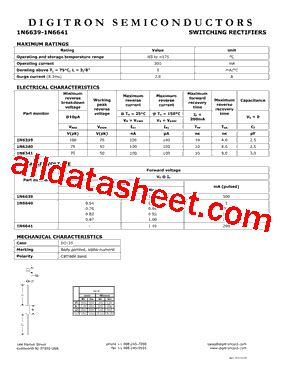 1N6639 Datasheet PDF Digitron Semiconductors