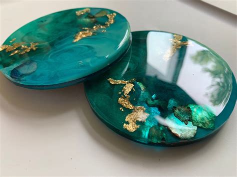 Gold And Turquoise In Two Shades Dimensional Art Resin Etsy Resin