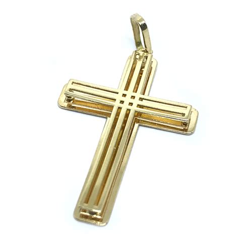 Crucifixo De Ouro K Czo Ouro Amarelo Na Lorenzo Joias