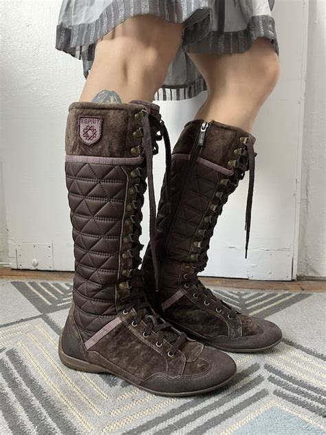 Vintage Vintage high boots Esprit moto biker lace leather shoes core | Grailed