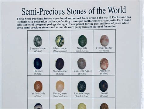 semi precious stones identification cards  actual stones  etsy