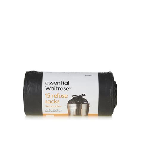 Essential Waitrose Refuse Sacks With Tie Handles Ltr X Waitrose