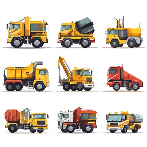 Premium Vector | Different types of construction trucks