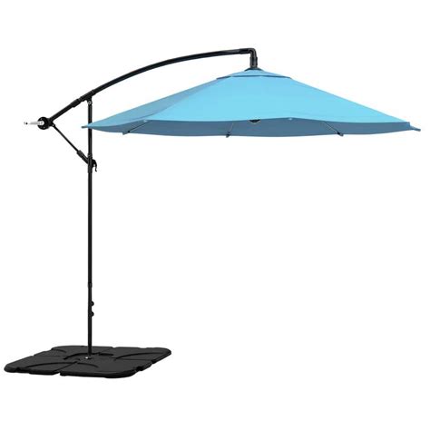 Pure Garden 10 Ft Cantilever Patio Umbrella In Blue With Base 50 102 Bb The Home Depot