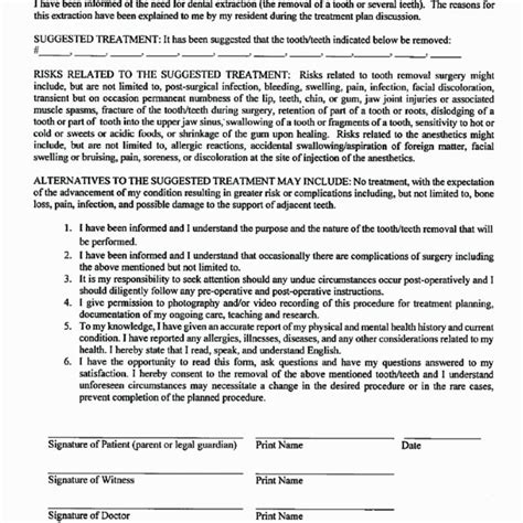 Tooth Removal Information And Consent Form Download Scientific Diagram