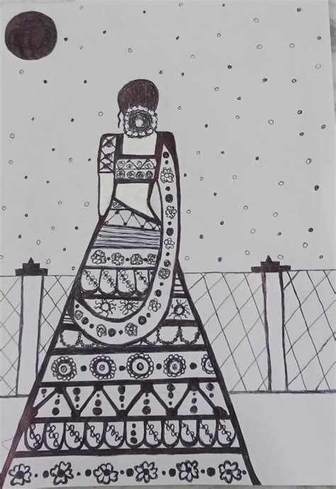 Waiting damsel 😋 (madhubani art) by me : r/sketches