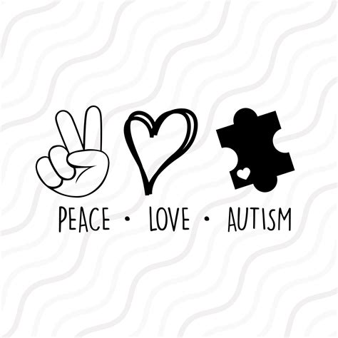 Peace Love Autism Svg Autism Mom Svgautism Awareness Svg Cut Etsy