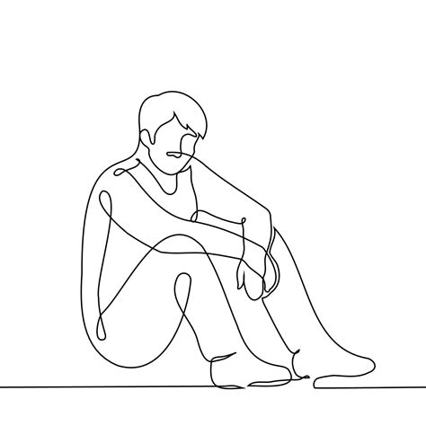 Full Length Man Sits On The Floor With His Elbows On His Knees One