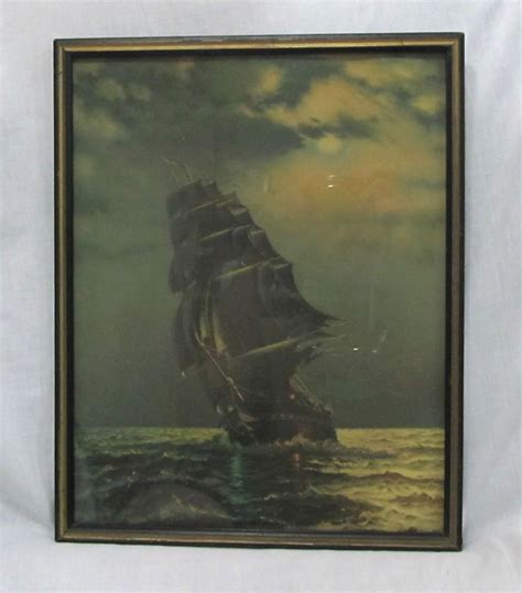 Vintage Framed Print Galleon Sailing Ship On Rough Seas Ocean Nautical