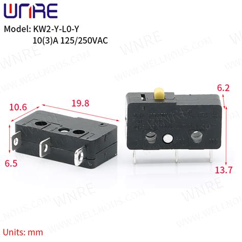 China KW2 Y L0 Y Micro Switch Copper Contact 3A 125 250V 3Pin Mini