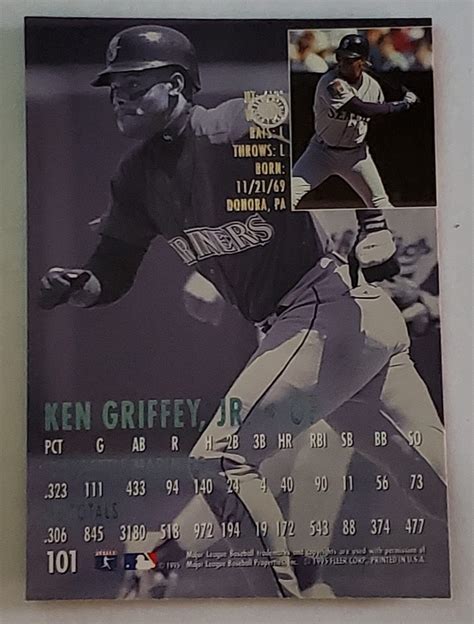 Ken Griffey Jr Fleer Ultra 1995 Mlb Trading Card 101 Seattle Mariners