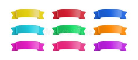 Vector Realistic 3d Ribbons Set Cartoon 3d Colorful Ribbons Collection