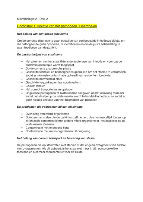 Microbiologie Samenvatting Deel Microbiologie Deel Hoofdstuk