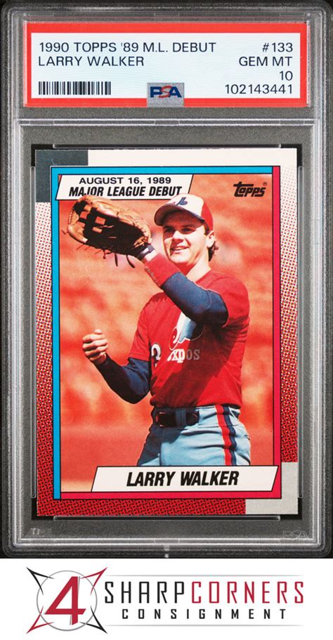 Topps M L Debut Larry Walker Rc Expos Hof Psa