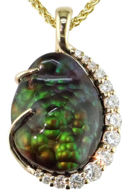 Fire Agate & Diamond Pendant - Mardon Jewelers