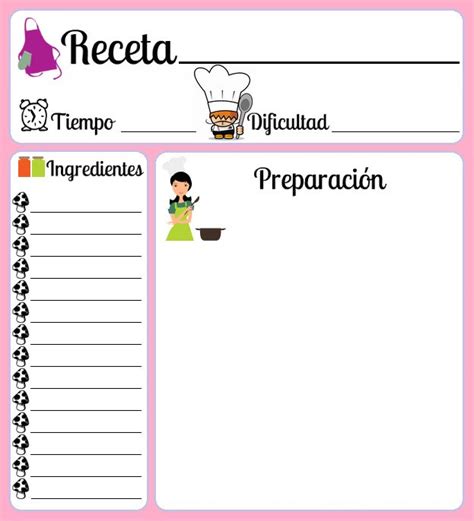 Mis Siete Palabras Otro Modelo De Recetario Tarjetas De Recetas