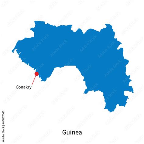 Detailed vector map of Guinea and capital city Conakry Stock Vector ...