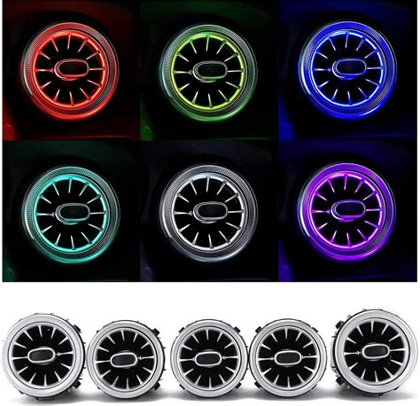 Qiilu Éclairage intérieur de voiture 5pcs 64 Couleurs LED Avant